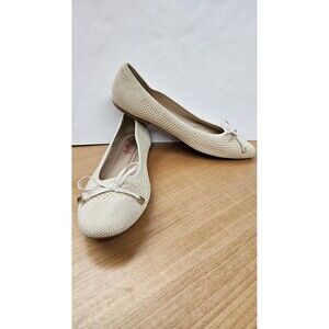 Jellypop Shoes Womens Size 9 Beige Knit Ballet Flats Bow Cruiser Comfort Slip On